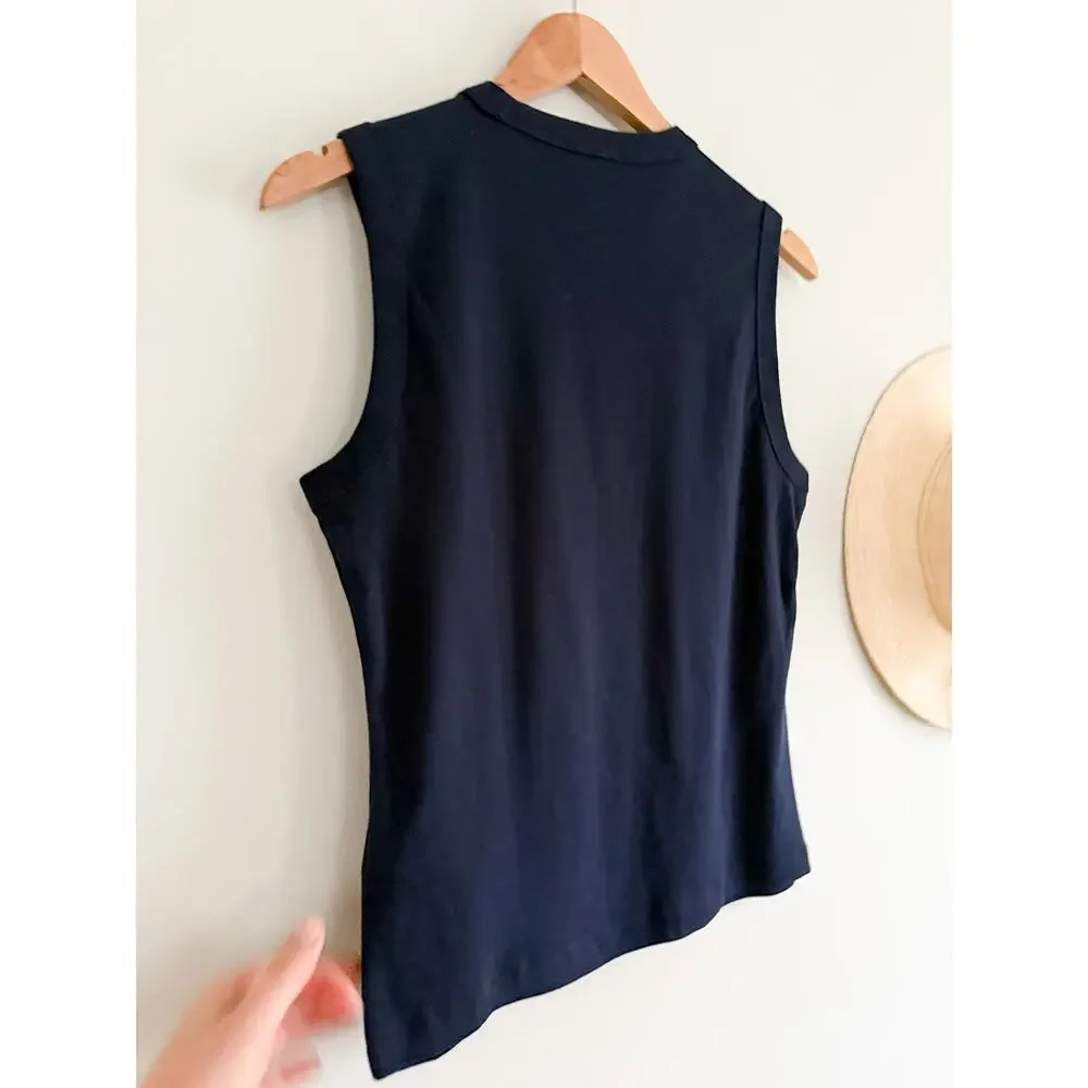 Madewell | NWT 90s Crewneck Tank Midnight Navy Compact Cotton | Sz XS - Picture 7 of 7